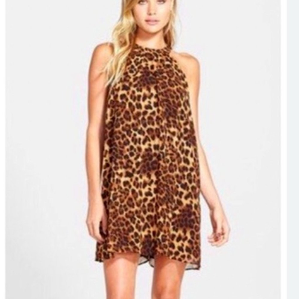 ASTR Leopard print halter dress XS